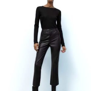 NEW ZARA CROPPED LEATHER PANTS